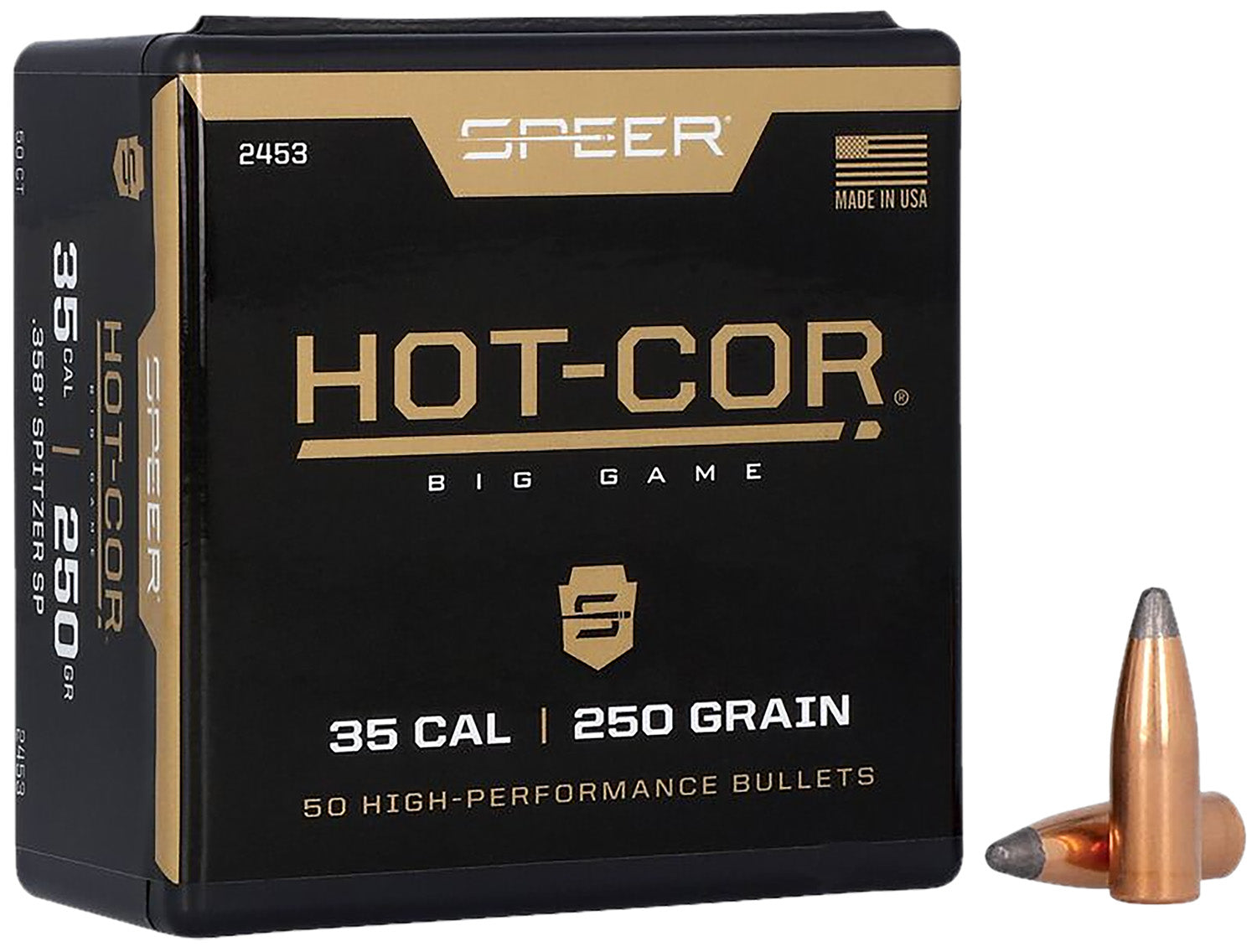 Speer 2453 .358 Cal 250gr Hot-Cor Spitzer SP Rifle Hunting Bullets