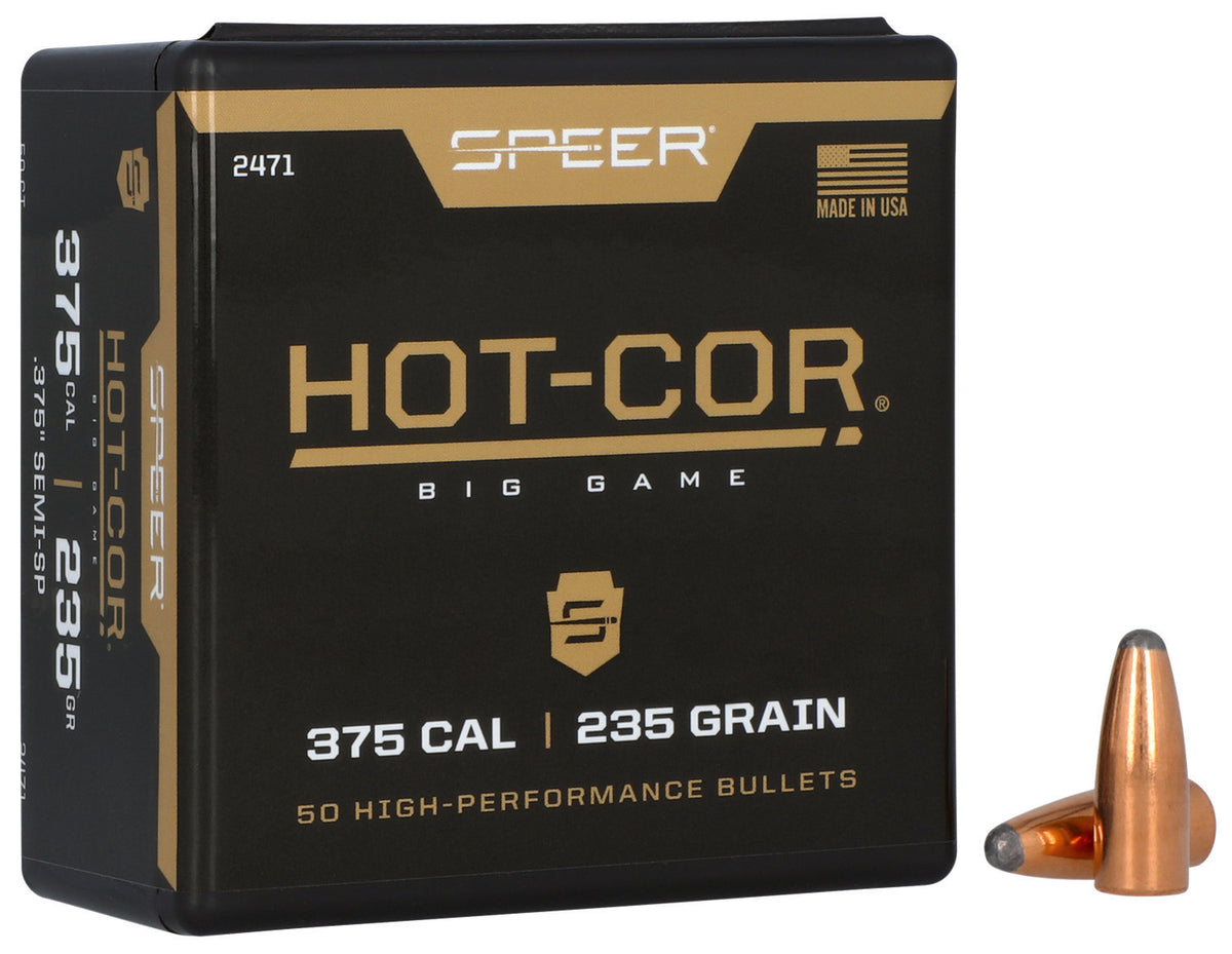 Speer 2471 .375 Cal 235gr Hot-Cor Semi Spitzer SP Rifle Bullets