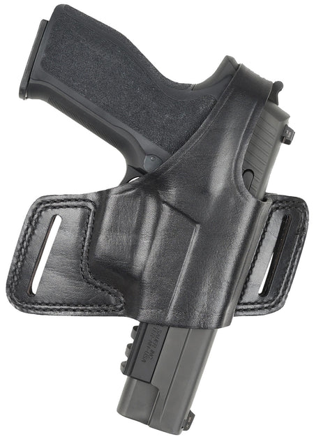 Bianchi Black Widow OWB Size 14 Black Leather Belt Slide Holster for Glock 17/Glock 19/Glock 22 Right Hand