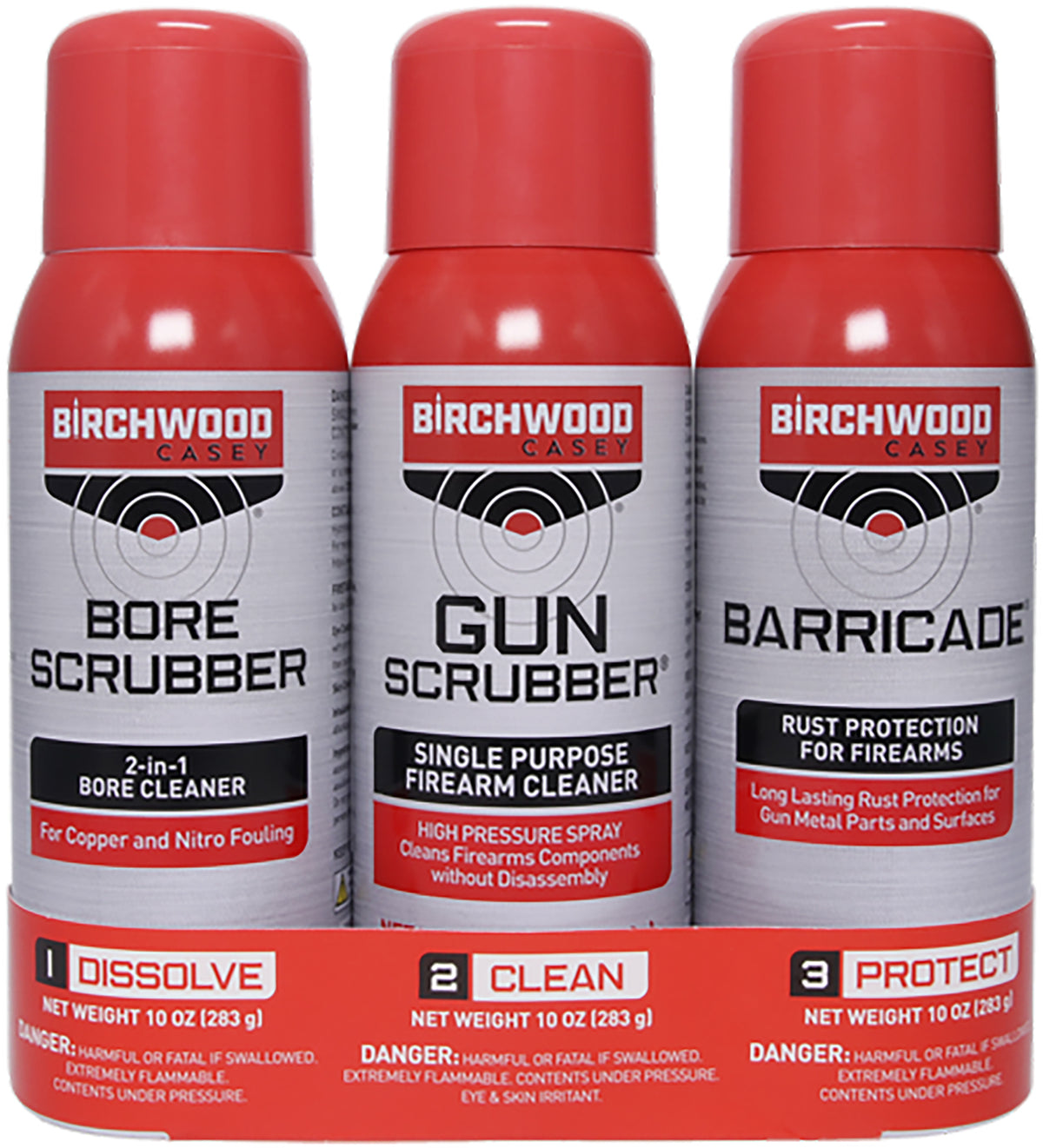 Birchwood Casey 1-2-3 Clean Protect Aerosol Value Kit 3 Pack 10 oz. Cans