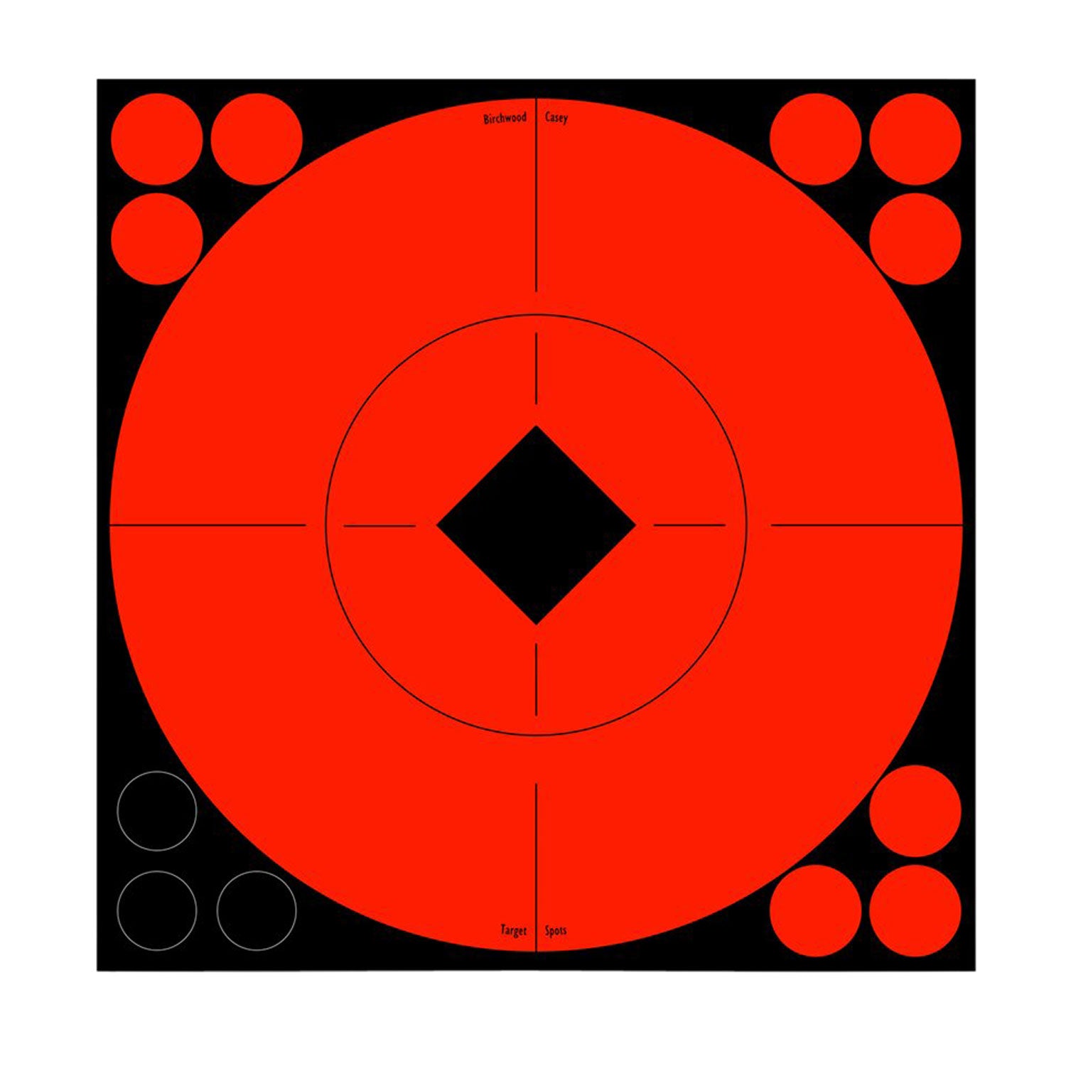 Birchwood Casey 33916 Self-Adhesive 8 Inch Bullseye Target Spots Paper Black/Red 8 Count