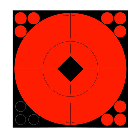 Birchwood Casey 33916 Self-Adhesive 8 Inch Bullseye Target Spots Paper Black/Red 8 Count