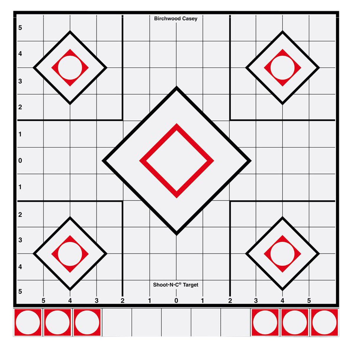 Birchwood Casey 34219 12" 5-Diamond Shoot-N-C Reactive Paper Target White/Red 5 Pack