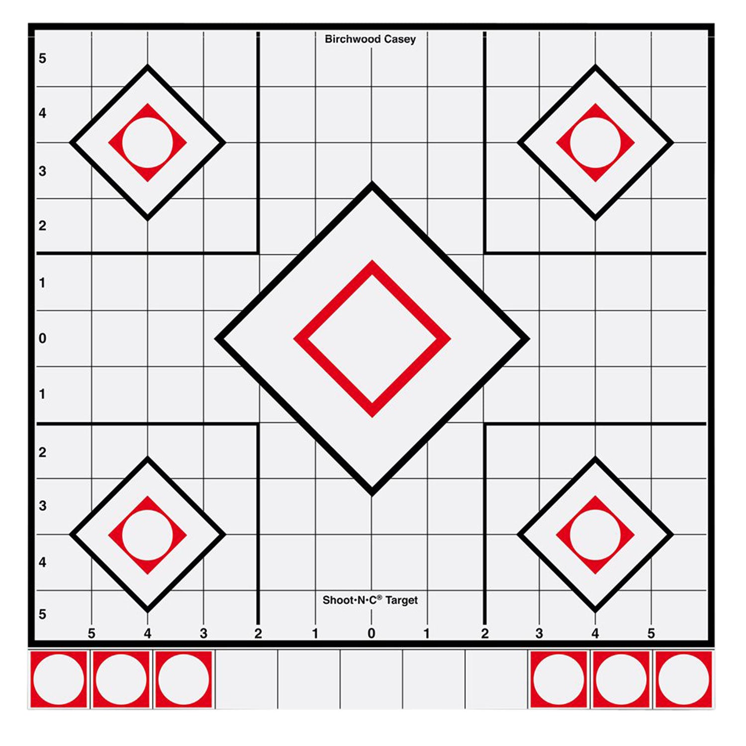 Birchwood Casey 34219 12" 5-Diamond Shoot-N-C Reactive Paper Target White/Red 5 Pack