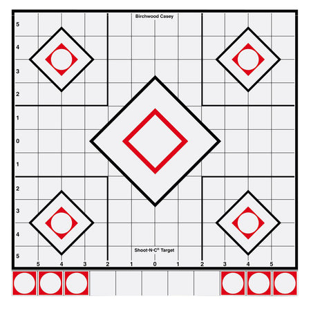 Birchwood Casey 34219 12" 5-Diamond Shoot-N-C Reactive Paper Target White/Red 5 Pack