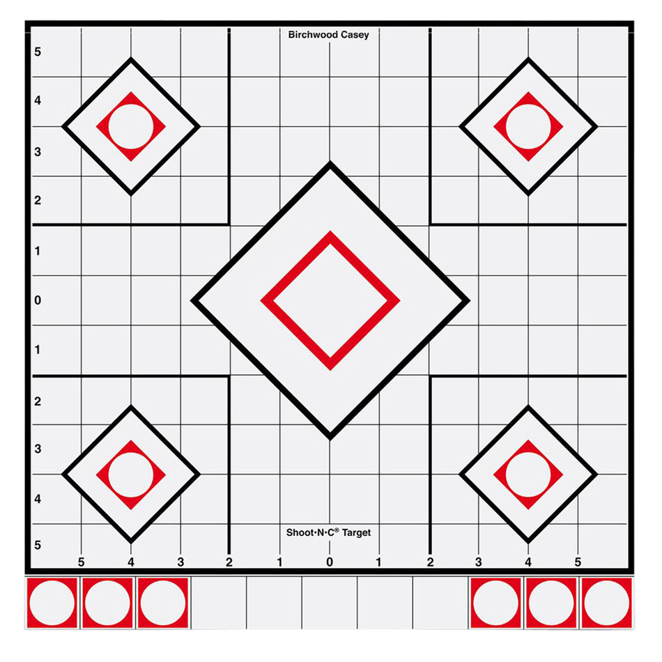 Birchwood Casey 34219 12" 5-Diamond Shoot-N-C Reactive Paper Target White/Red 5 Pack