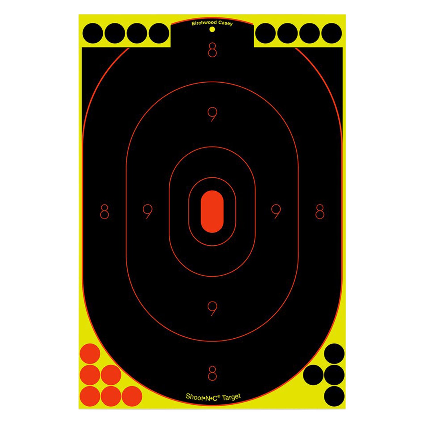 Birchwood Casey 34617 12"x18" Oval Silhouette Shoot-N-C Reactive Paper Target Black/Yellow/Red 12 Pack