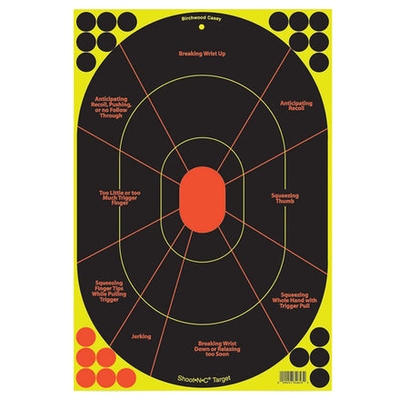 Birchwood Casey 34655 12"x18" Oval Silhouette Shoot-N-C Reactive Paper Target Black/Yellow/Red 5 Pack
