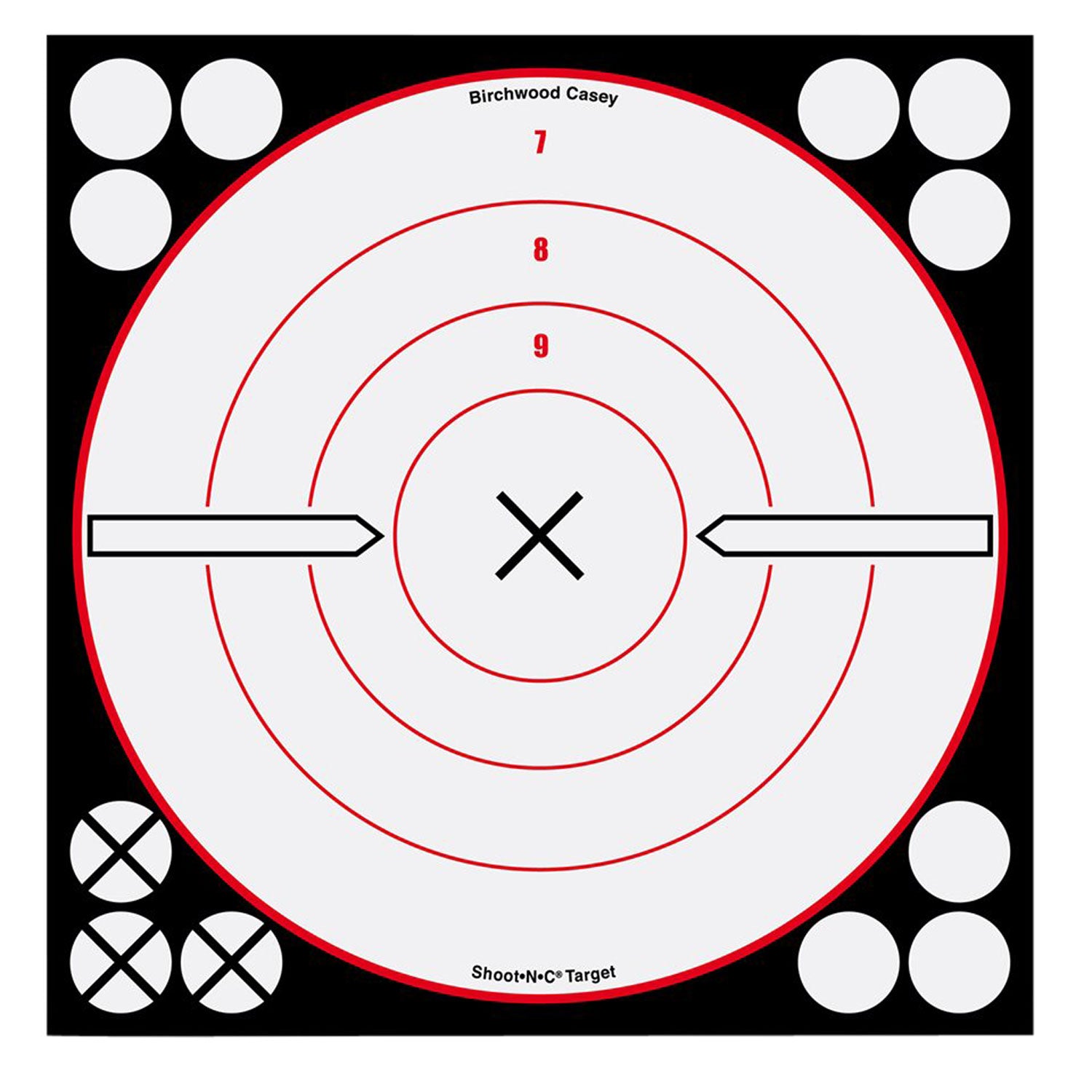Birchwood Casey 34802 8" Bullseye Shoot-N-C Reactive Paper Target Black/Red/White 6 Pack
