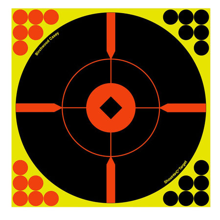 Birchwood Casey 34806 8" Bullseye BMW Shoot-N-C Reactive Paper Target Black/Yellow/Red 6 Pack