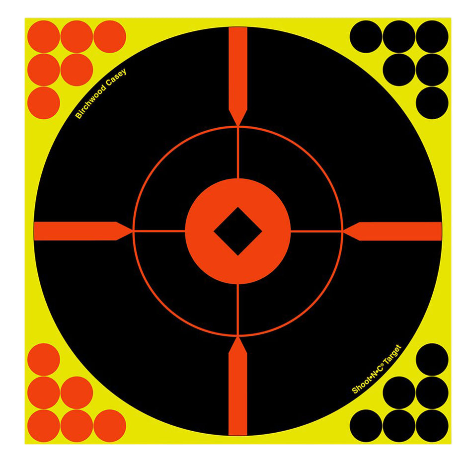 Birchwood Casey 34806 8" Bullseye BMW Shoot-N-C Reactive Paper Target Black/Yellow/Red 6 Pack