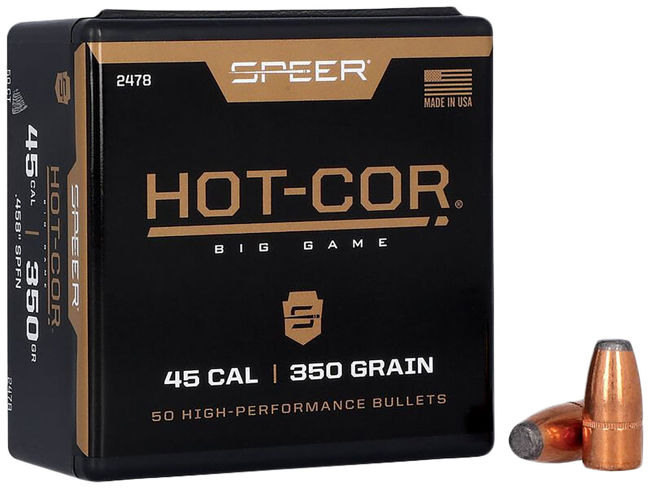 Speer 2478 .45 Cal 350gr Hot-Cor Flat Nose Soft Point Rifle Bullets