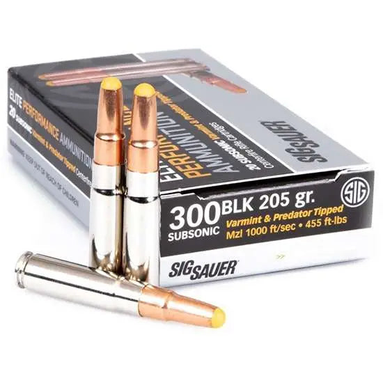 Sig Sauer .300 AAC Blackout Tipped Hunting 205 grain Controlled Expansion Tip ammunition