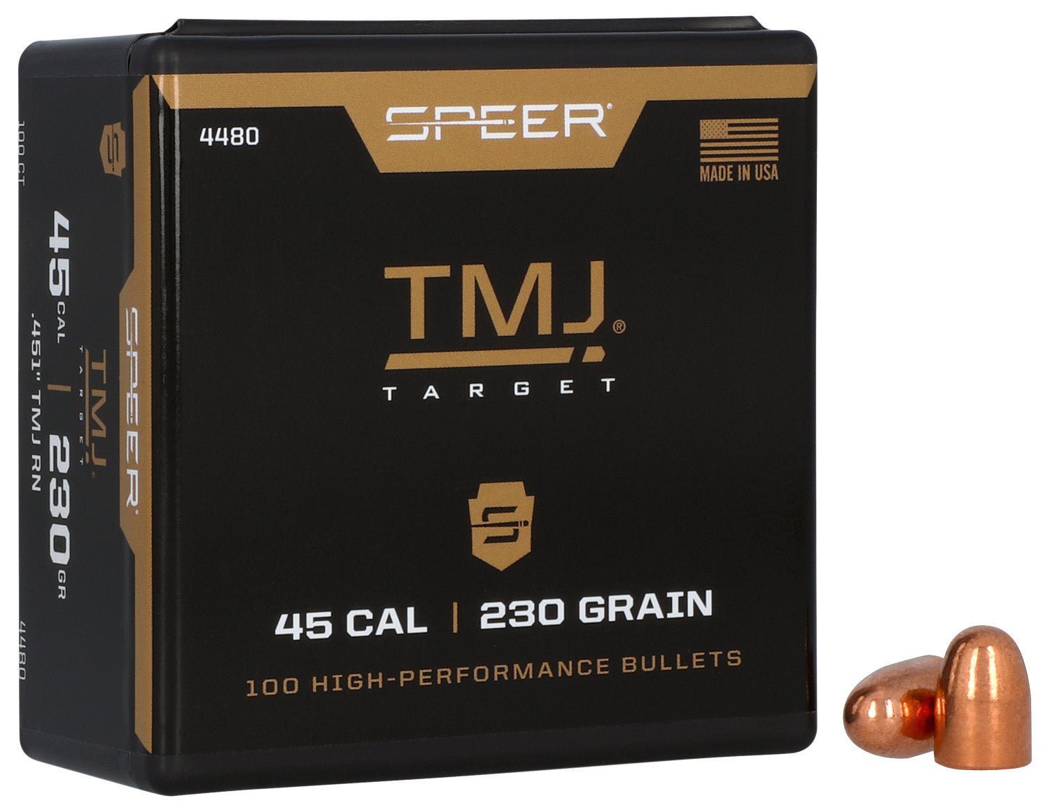 Speer 4480 .45 Caliber 230 Grain TMJ Handgun Bullets 100 Per Box