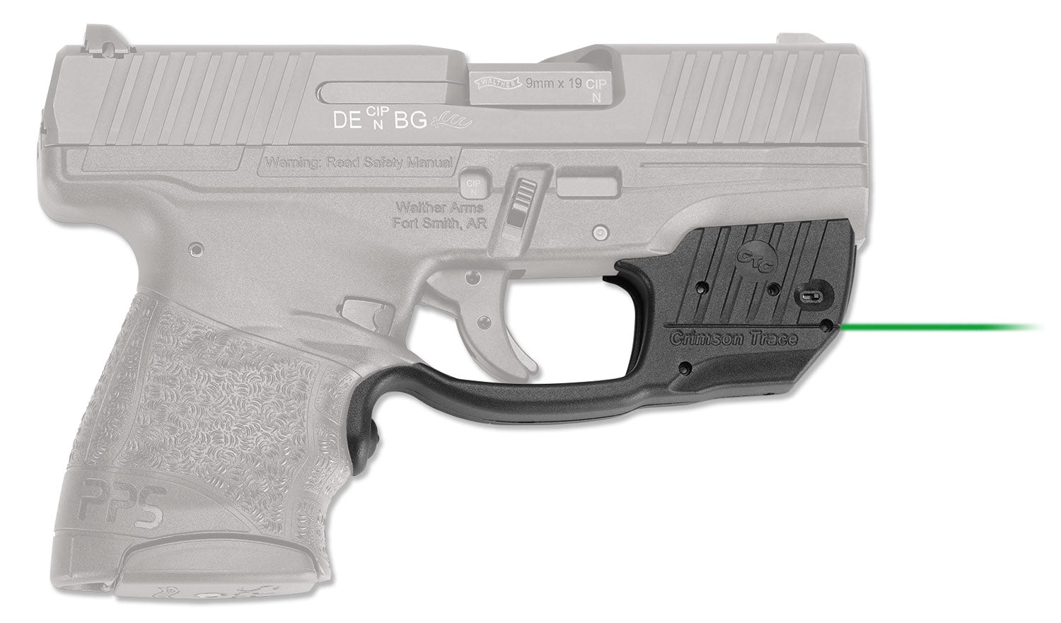 Crimson Trace 0158101 Green Laser Laserguard Compatible with Walther PPS M2, Black Polymer
