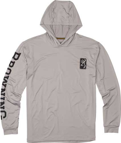Browning Long-Sleeve Hooded Tech T-Shirt XX-Large Light Gray