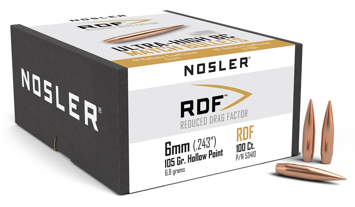 Nosler RDF Match 6mm 105 Grain HPBT Competition Bullets 100/Box