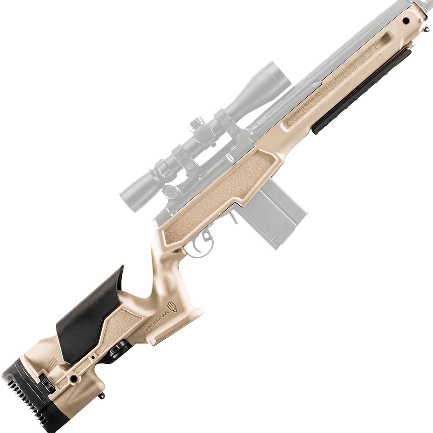 Archangel AAM1ADT Springfield M1A M14 Fixed Desert Tan Synthetic Precision Stock with Adjustable Cheek Riser