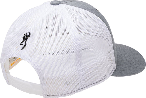 Browning Mustang Gray 110 Mesh Back Baseball Cap Rec Flag Patch