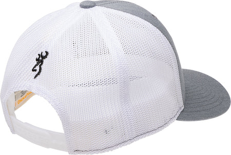 Browning Mustang Gray 110 Mesh Back Baseball Cap Rec Flag Patch