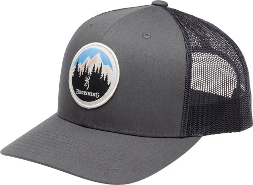Browning Brimrock Carbon Mesh Back Baseball Cap Mountain Patch