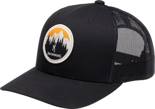 Browning Brimrock Black Mesh Back Baseball Cap Mountain Patch