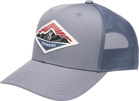 Browning Riser Gray 110 Mesh Back Baseball Cap Mountain Patch