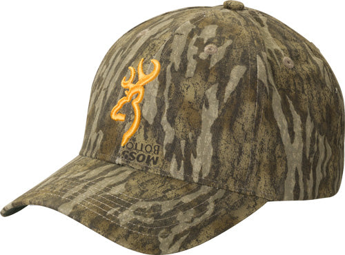 Browning Rimfire Bottomland Camo Cap with Buckmark Logo and Velcro Back
