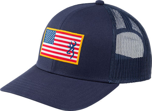 Browning Glory Blue One Size Mesh Back Cap American Flag Patch