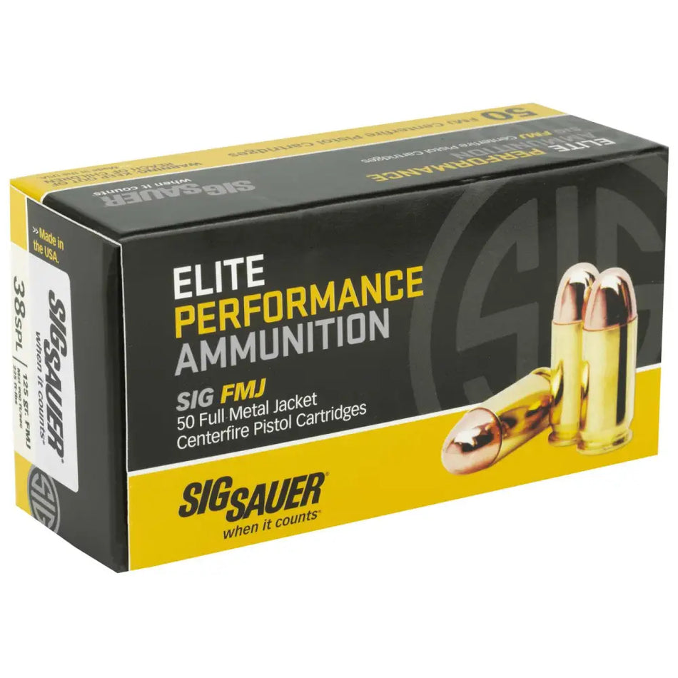 Sig Sauer .38 Special Elite Performance 125 grain Full Metal Jacket ammunition