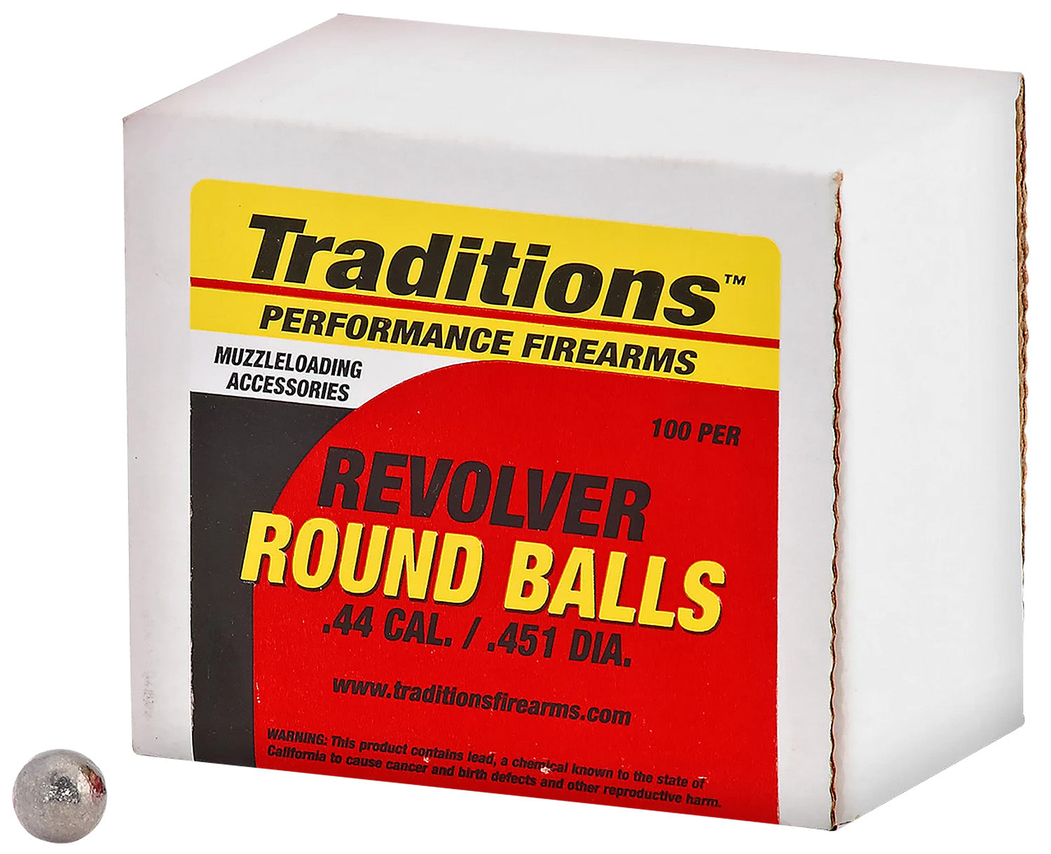 Traditions .44 Cal .454" Round Ball 140gr Revolver 100 Count