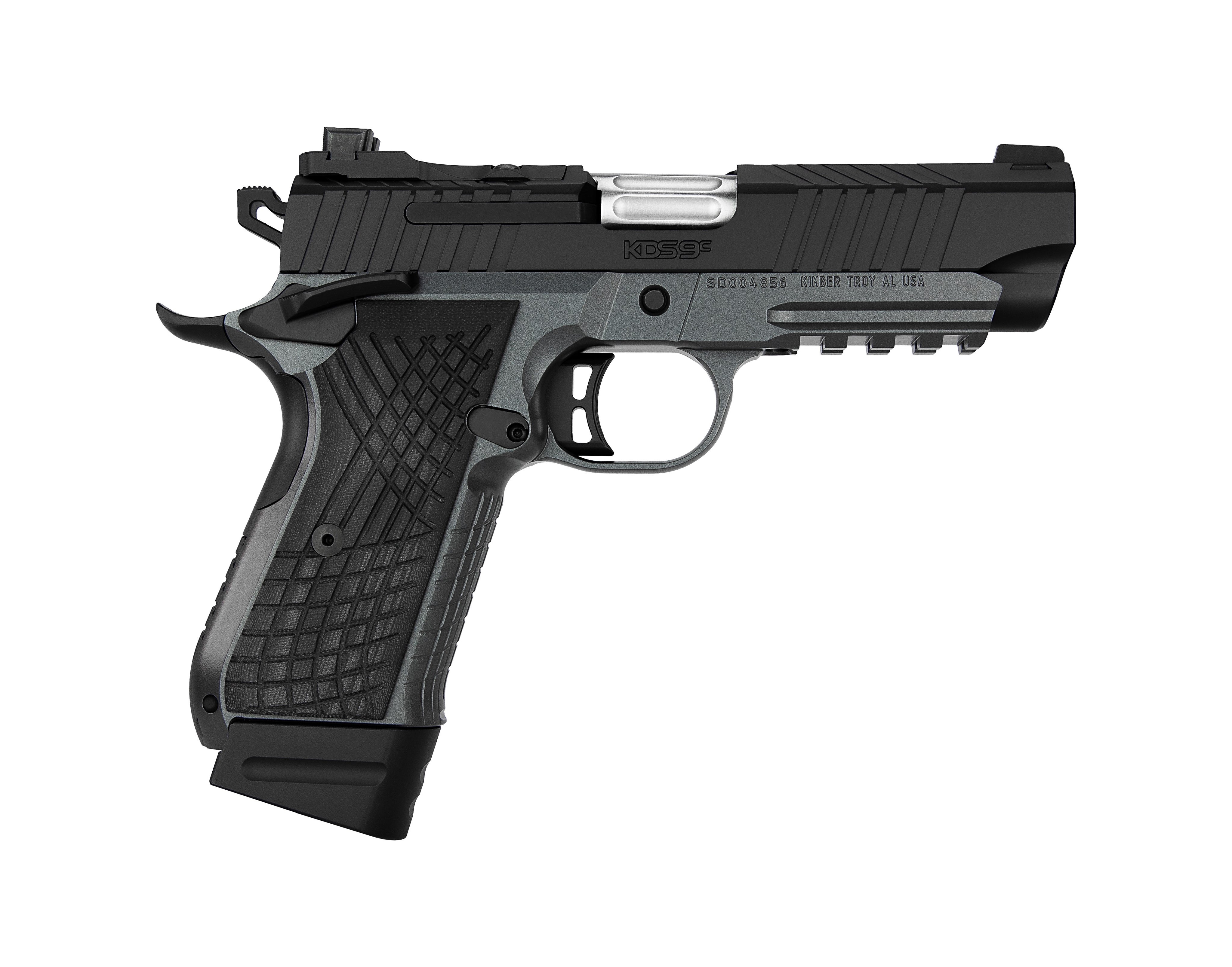 Kimber Mfg.,inc 3100018 KDS9C Rail 9mm 10+1 4.09" KimPro Gray/Black Front and Rear Serrations Stainless Steel G-10 Grip