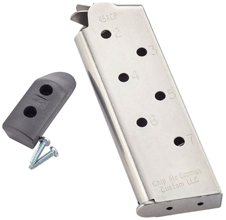 CMC Products 14121 Match Grade .45 ACP 1911 Officer 7rd Stainless/Black Magazine