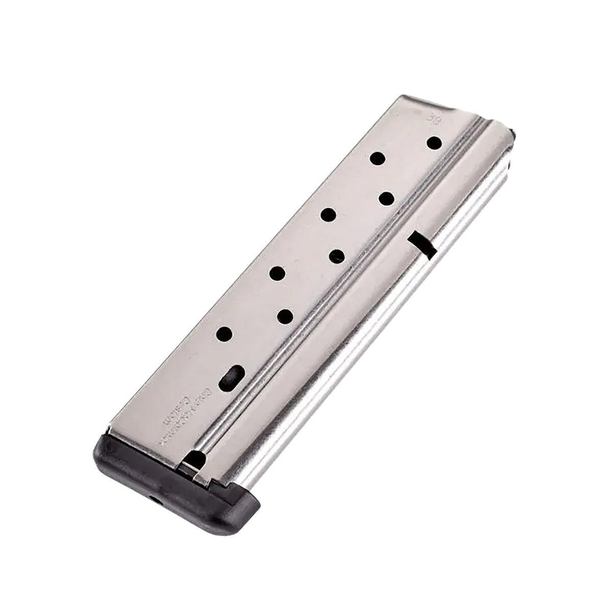 CMC Products 13111 Power Mag .38 Super 1911 Government 10rd Stainless Steel Magazine, Black Base Pad
