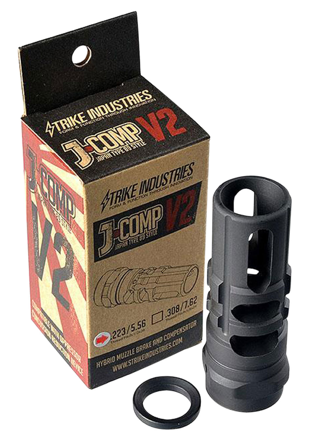 Strike JCOMP Gen 2 Black Steel Compensator 5.56 AR 1/2"-28 TPI