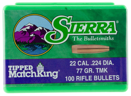 Sierra Tipped MatchKing 7177 22 Caliber 77 Grain TMK 100-Count