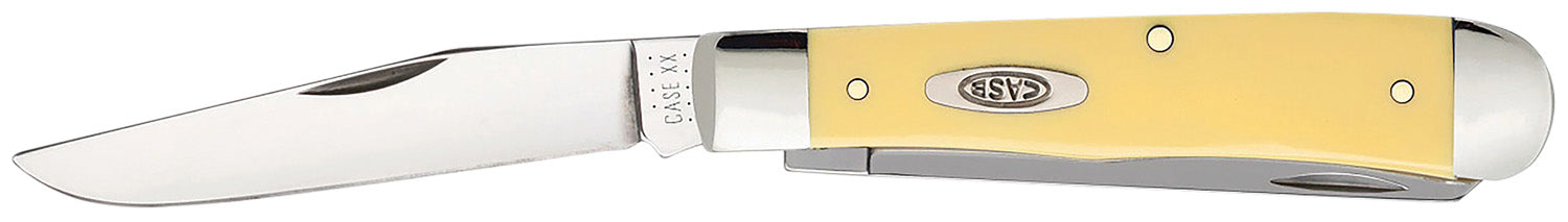 Case 00161 Trapper Two-Blade Folding Knife Chrome Vanadium Steel Yellow Synthetic Handle
