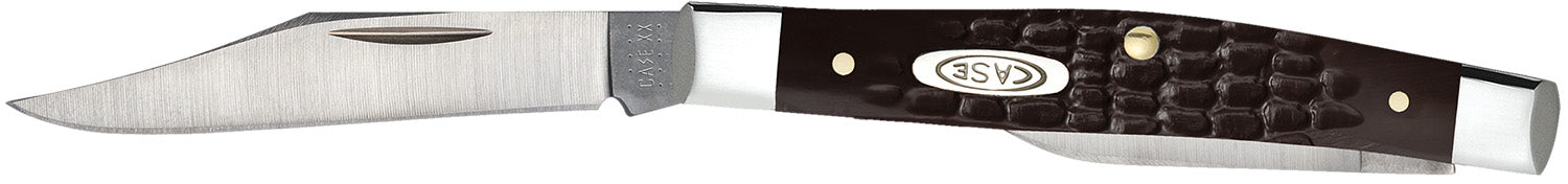 Case 00083 Small Pen Two-Blade Folding Knife As-Ground SS Blade Brown Synthetic Handle