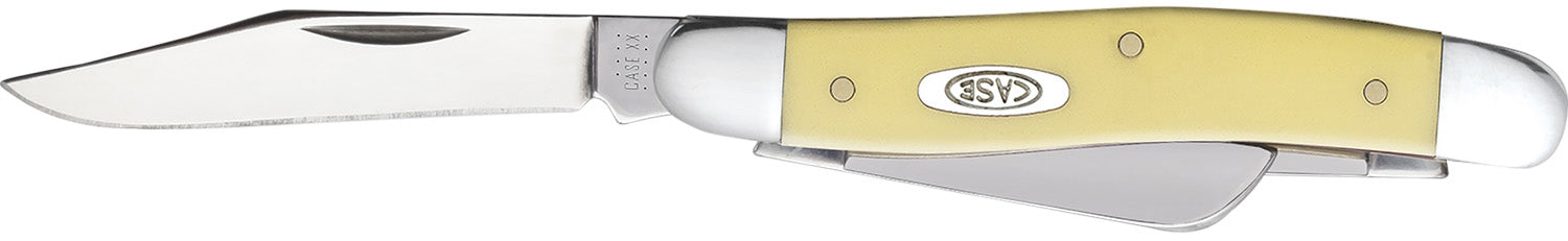 Case 00035 Stockman Medium Folding Pocket Knife Clip/Sheepsfoot/Spey Blades Yellow Synthetic Handle