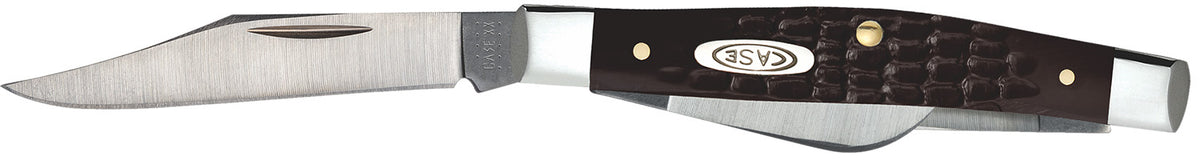 Case 00081 Stockman Small Folding Pocket Knife Clip/Sheepfoot/Pen Plain Stainless Blade Brown Synthetic