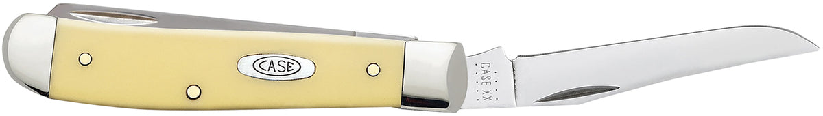 Case 00029 Mini Trapper Folding Knife 2.70" Clip/Spey Blades Tumble Polish Yellow Synthetic Handle