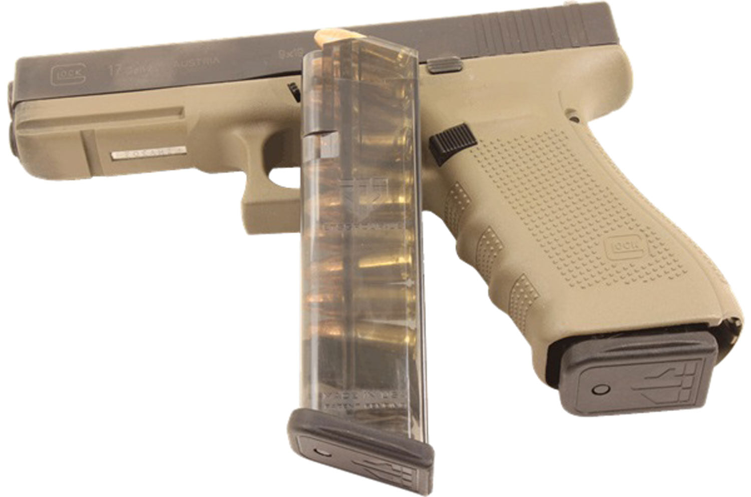 ETS Group 10rd 9mm Luger Clear Polymer Glock 17/18/19/26/34/45 Gen1-5 Pistol Magazine