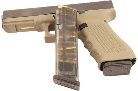 ETS Group 10rd 9mm Luger Clear Polymer Glock 17/18/19/26/34/45 Gen1-5 Pistol Magazine