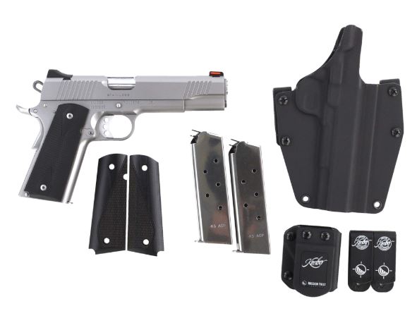 Kimber Mfg.,inc 3200007 Stainless II Club Bundle 45ACP 7+1 5" Satin Silver Front Serrations Stainless Steel Slide Black Synthetic Grip