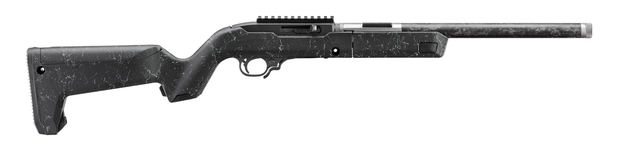 Ruger 32034 10/22 Carbon Fiber Takedown 22 LR 10+1 16.10" Carbon Fiber Threaded Barrel, Black Receiver w/Scope Rail, Textured Black w/White Specks Magpul X-22 Backpacker Synthetic Stock