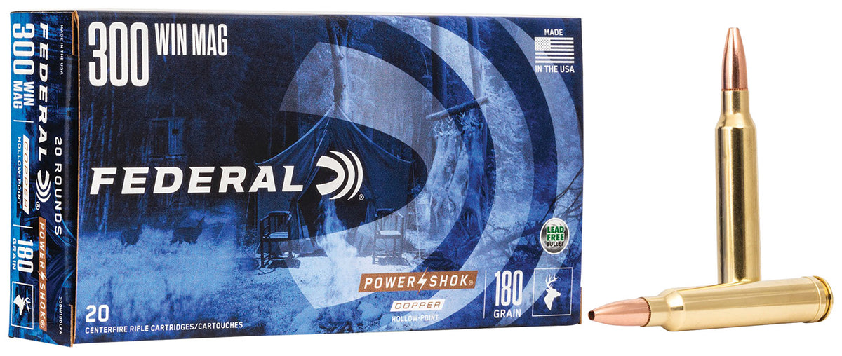 Federal Power-Shok Copper Hollow Point 180 Grain .300 Winchester Mag 2850 fps 604544624052