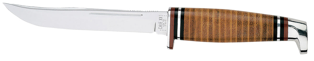 Case 00381 5" Fixed Blade Hunter Knife Tru-Sharp Stainless Clip Point Leather Handle with Genuine Sheath