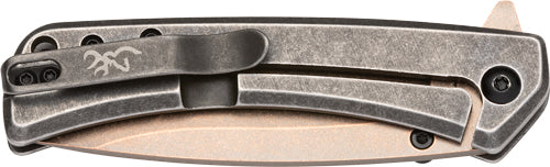 Browning Jericho 3" D2 Folder Knife Copper Wash Buckmark Design