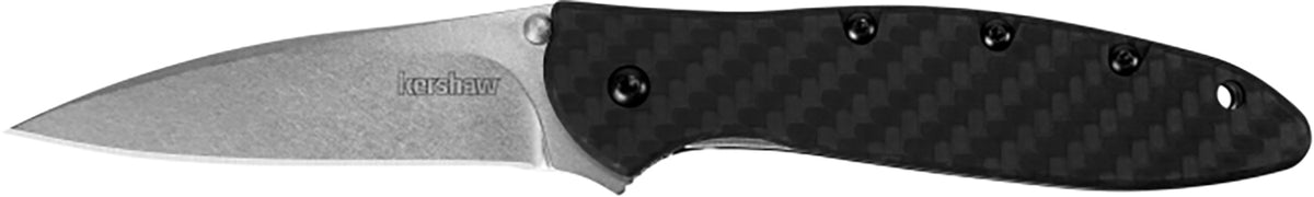 Kershaw 1660CF Leek 3" Folder Drop Point Plain CPM 154 Steel Blade, Black Carbon Fiber Handle