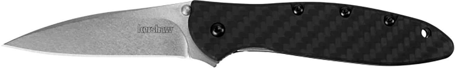 Kershaw 1660CF Leek 3" Folder Drop Point Plain CPM 154 Steel Blade, Black Carbon Fiber Handle